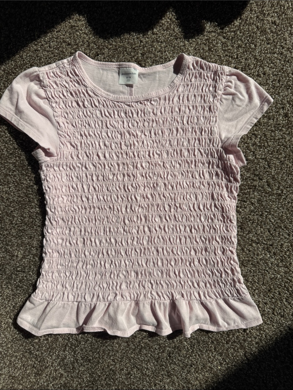 Abercrombie kids Girls' Smocked Peplum Tee - Light Pink